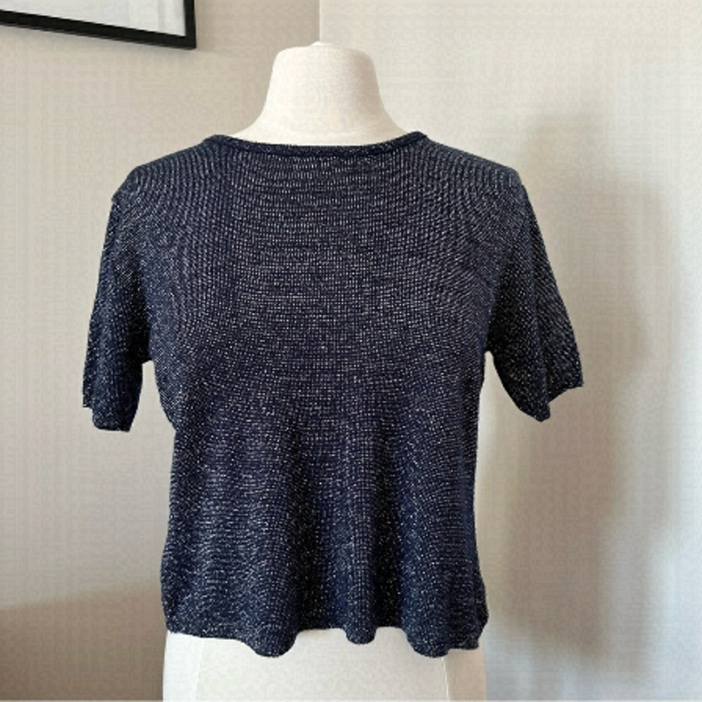 VINTAGE Braemar Jeremy Scott Navy Sparkly Top